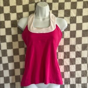 Lululemon Athletica Racerback & Scoop neck white & pink tank-top size 8